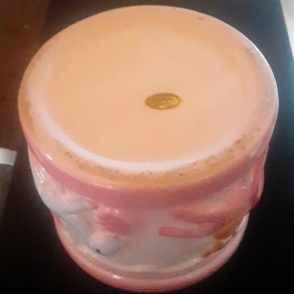 Ceramic Pink and White Animal Planter